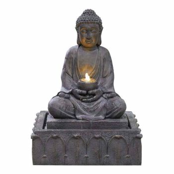 Serenity Water Feature inc. LEDs - Polyresin - L46 x W54 x H78 cm - Grey