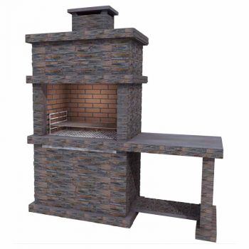 Londres Modern Masonry Barbeque and Side Table - Slate - L68 x W187 x H190 cm - Grey