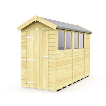 4 x 11 Feet Apex Shed - Single Door With Windows - Wood - L329 x W118 x H217 cm