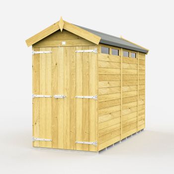 4 x 11 Feet Apex Security Shed - Double Door - Wood - L329 x W118 x H217 cm