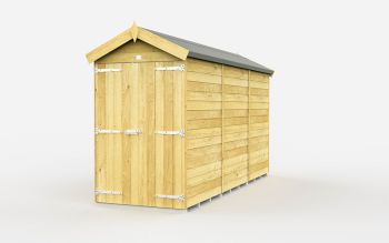 4 x 12 Feet Apex Shed - Double Door Without Windows - Wood - L358 x W118 x H217 cm
