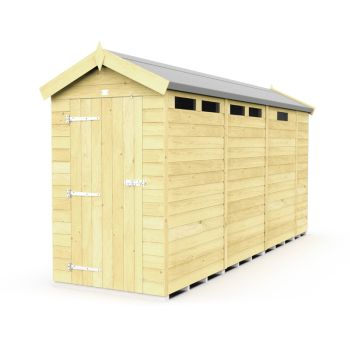 4 x 13 Feet Apex Security Shed - Single Door - Wood - L387 x W118 x H217 cm