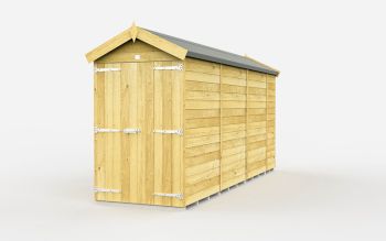 4 x 14 Feet Apex Shed - Double Door Without Windows - Wood - L417 x W118 x H217 cm
