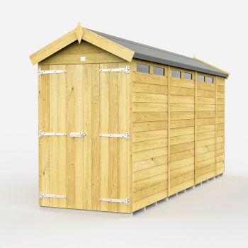 4 x 14 Feet Apex Security Shed - Double Door - Wood - L417 x W118 x H217 cm
