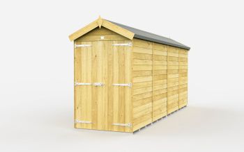 4 x 15 Feet Apex Shed - Double Door Without Windows - Wood - L454 x W118 x H217 cm