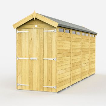 4 x 16 Feet Apex Security Shed - Double Door - Wood - L472 x W118 x H217 cm