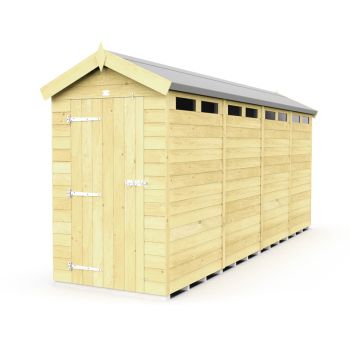 4 x 16 Feet Apex Security Shed - Single Door - Wood - L472 x W118 x H217 cm