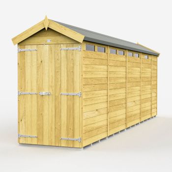 4 x 17 Feet Apex Security Shed - Double Door - Wood - L503 x W118 x H217 cm