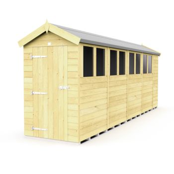 4 x 18 Feet Apex Shed - Single Door With Windows - Wood - L533 x W118 x H217 cm