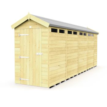 4 x 19 Feet Apex Security Shed - Single Door - Wood - L560 x W118 x H217 cm