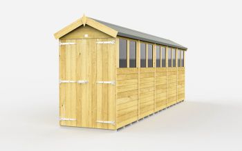4 x 20 Feet Apex Shed - Double Door With Windows - Wood - L592 x W118 x H217 cm