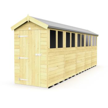 4 x 20 Feet Apex Shed - Single Door With Windows - Wood - L592 x W118 x H217 cm