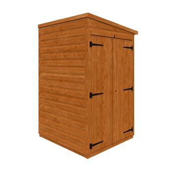 4 x 4 Feet Flex Pent Double Door Windowless 12mm Flex - Solid Wood/Softwood/Pine - L123.8 x W115 x H203 cm - Burnt Orange