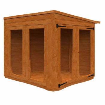 4x4 Flex Pent Full Pane Summerhouse 12mm Flex - L123.8 x W115 x H203 cm - Solid Wood/Softwood/Pine - Burnt Orange