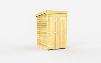 4 x 4 Feet Pent Shed - Double Door Without Windows - Wood - L118 x W127 x H201 cm