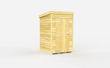 4 x 4 Feet Pent Shed - Single Door Without Windows - Wood - L118 x W127 x H201 cm