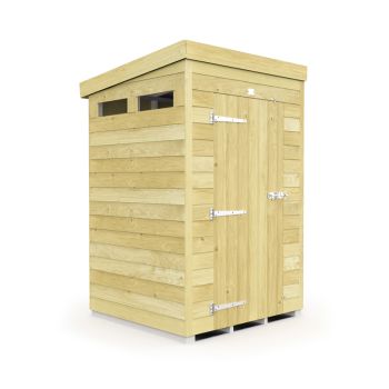 4 x 4 Feet Pent Security Shed - Single Door - Wood - L118 x W127 x H201 cm