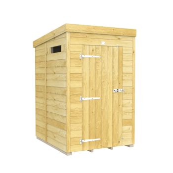 4 x 5 Feet Pent Security Shed - Single Door - Wood - L147 x W127 x H201 cm