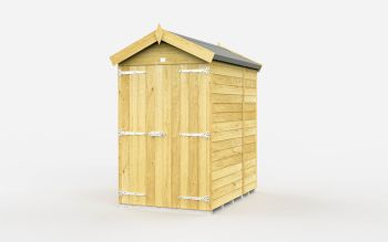 4 x 6 Feet Apex Shed - Double Door Without Windows - Wood - L187 x W118 x H217 cm