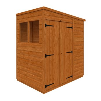 4x6 Flex Pent Double Door 12mm Flex - L123.8 x W175 x H203 cm - Solid Wood/Softwood/Pine - Burnt Orange