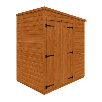 4x6 Flex Pent Double Door Windowless 12mm Flex - L123.8 x W175 x H203 cm - Solid Wood/Softwood/Pine - Burnt Orange