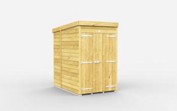 4 x 6 Feet Pent Shed - Double Door Without Windows - Wood - L178 x W127 x H201 cm