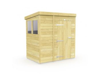 4 x 6 Feet Pent Shed - Double Door With Windows - Wood - L178 x W127 x H201 cm