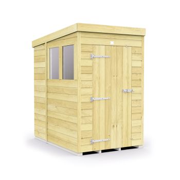 4 x 6 Feet Pent Shed - Single Door With Windows - Wood - L178 x W127 x H201 cm