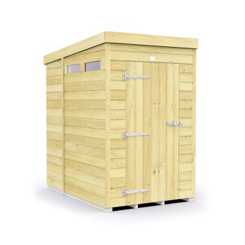 4 x 6 Feet Pent Security Shed - Single Door - Wood - L178 x W127 x H201 cm