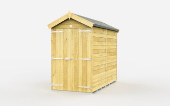 4 x 7 Feet Apex Shed - Double Door Without Windows - Wood - L214 x W118 x H217 cm