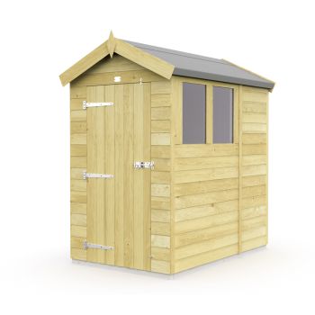 4 x 7 Feet Apex Shed - Single Door With Windows - Wood - L214 x W118 x H217 cm