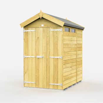4 x 7 Feet Apex Security Shed - Double Door - Wood - L214 x W118 x H217 cm