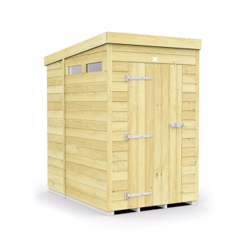 4 x 7 Feet Pent Security Shed - Single Door - Wood - L214 x W127 x H201 cm