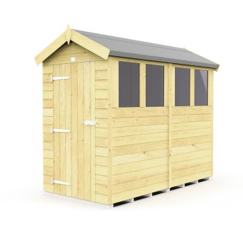 4 x 8 Feet Apex Shed - Single Door With Windows - Wood - L243 x W118 x H217 cm