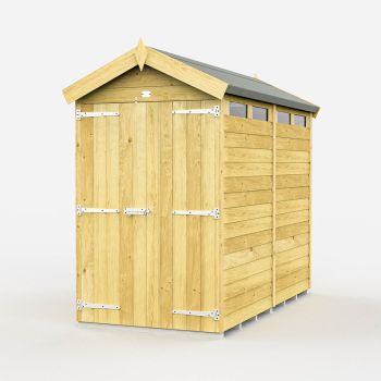 4 x 8 Feet Apex Security Shed - Double Door - Wood - L243 x W118 x H217 cm