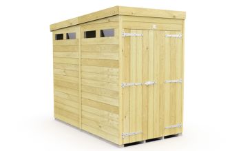 4 x 8 Feet Pent Security Shed - Double Door - Wood - L231 x W127 x H201 cm