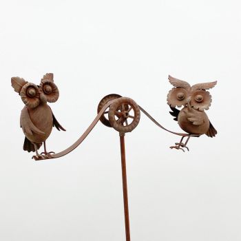 Owl Balancing Garden Stake - Metal - L53 x W53 x H112 cm