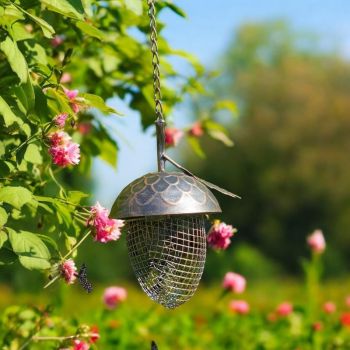 17 Inch Hanging Birdfeeder - Metal - L15 x W15 x H45 cm