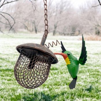 14 Inch Hanging Birdfeeder - Metal - L15 x W15 x H45 cm