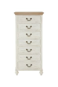 Hendra 7 Drawers Cabinet - Metal/Wood/Glass - L38 x W60 x H128 cm - Natural/Cream