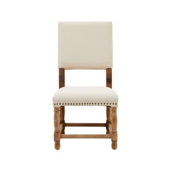 Lyon Linen Dining Chair - Wood/Synthetic/Textile - L56 x W53 x H102 cm - White