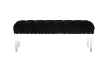 Clarence Velvet Bench - Synthetic/Textile - L47 x W130 x H45 cm - Black