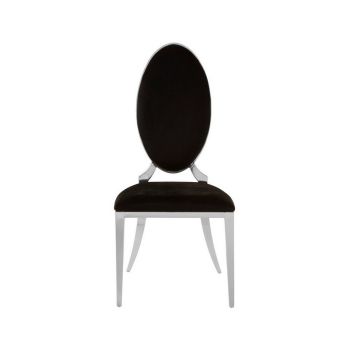 Eliza Velvet Dining Chair - Synthetic/Metal/Textile - L54.5 x W51 x H106 cm - Black/Silver