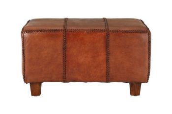 Inca Bench with Teak Wooden Legs - Textile - L53 x W80 x H43 cm - Brown