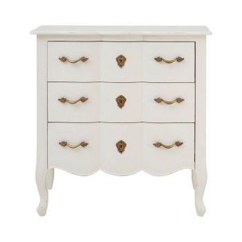 Loire Three Drawer Chest - Wood - L40 x W80 x H80 cm - White