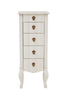Loire Five Drawer Small Chest - Wood - L30 x W40 x H100 cm - White