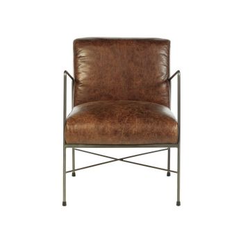 Hoxton Dining Chair - Metal/Textile/Synthetic/Wood - L71 x W57 x H78 cm - Brown