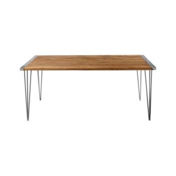 Nandri Dining Table - Metal/Teak Wood - L90 x W180 x H77 cm - Brown