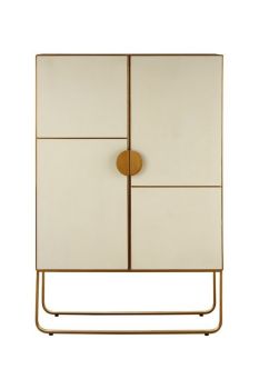 Modica Cabinet - Metal/Wood - L50 x W86 x H130 cm - White/Gold