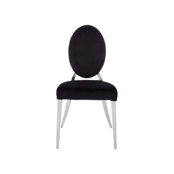 Yasmin Velvet Dining Chair - Wood/Metal/Textile/Synthetic - L43 x W45 x H95 cm - Black/Silver